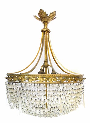 Lot 585 - Early 20th century brass framed chandelier