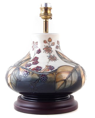 Lot 348 - Moorcroft brambles pattern lamp and shade