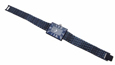 Lot 278 - A H. Stern ladies faceted sapphire stainless steel quartz wristwatch