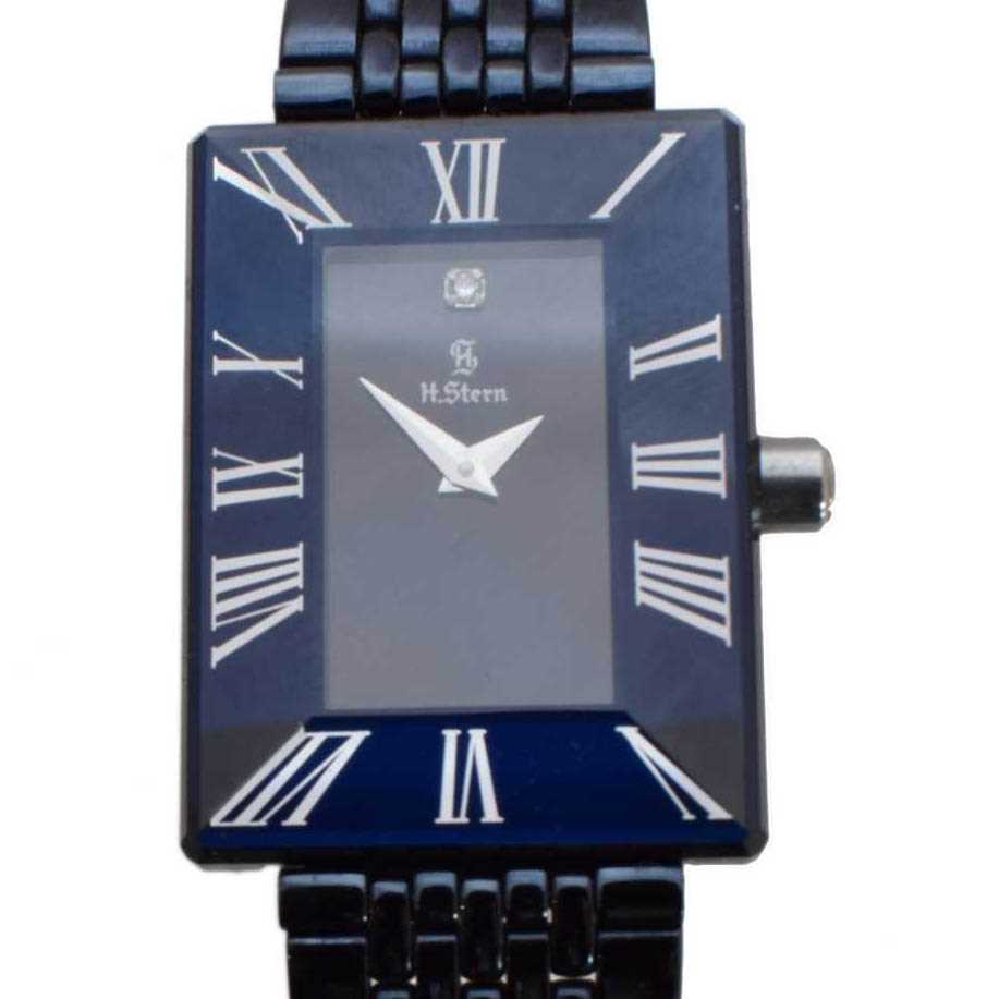 Lot 278 - A H. Stern ladies faceted sapphire stainless steel quartz wristwatch