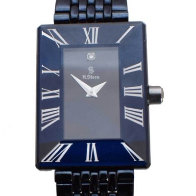 Lot 278 - A H. Stern ladies faceted sapphire stainless steel quartz wristwatch