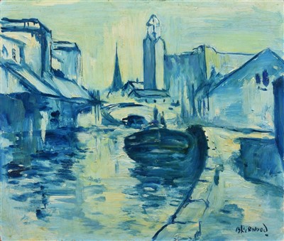 Lot 476 - J.L Isherwood, "Wigan Pier", oil.