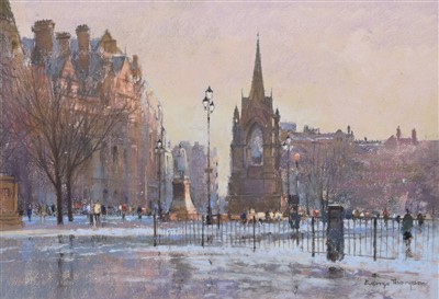 Lot 527 - George Thompson, "Albert Square, Manchester", pastel.