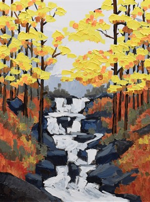 Lot 480 - David Barnes, "Autumn in the Lledr Valley", oil.