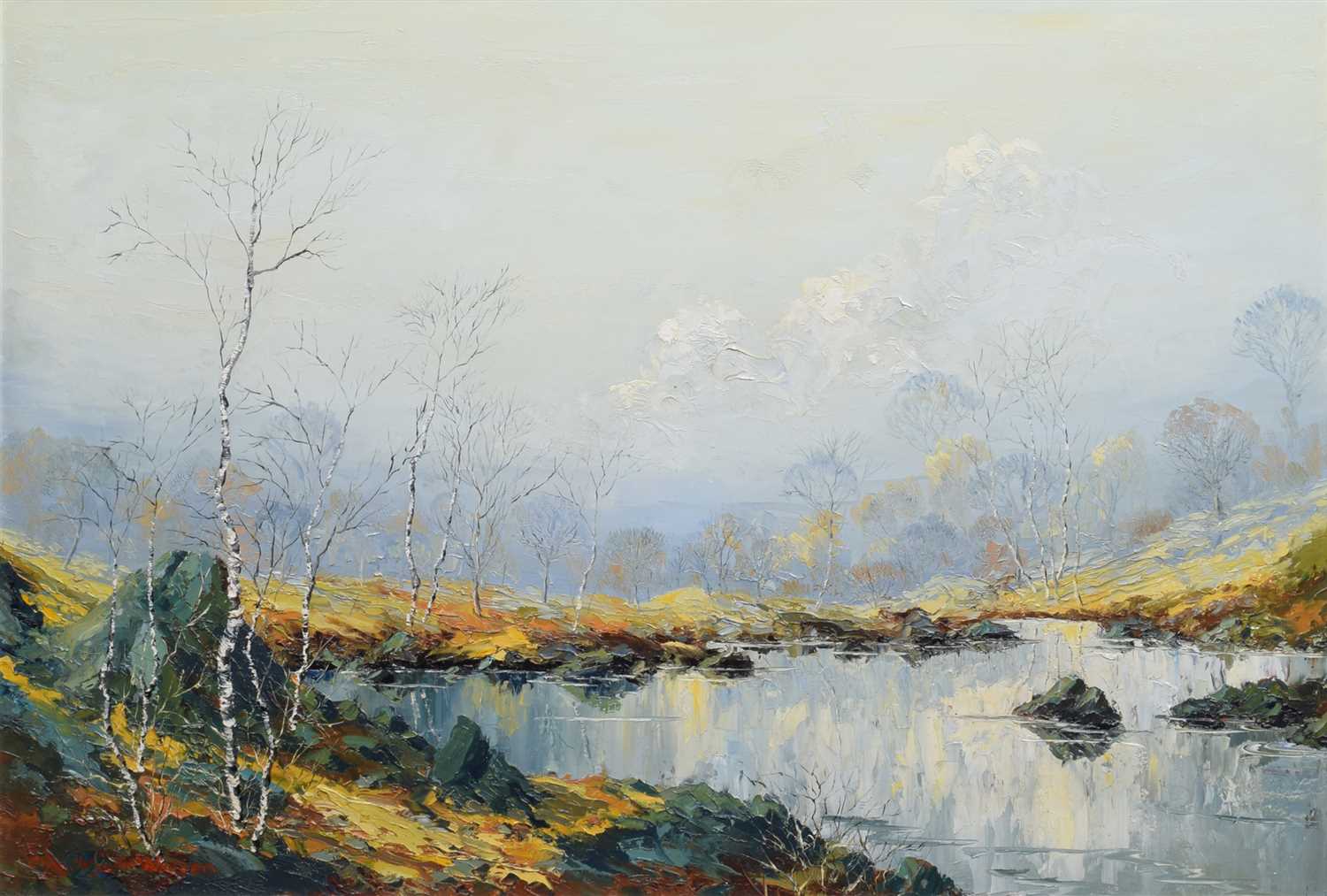 Lot 467 - Charles Wyatt Warren, Lake scene, oil.