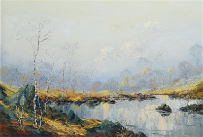 Lot 467 - Charles Wyatt Warren, Lake scene, oil.
