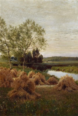 Lot 552 - John Clayton Adams, "Evening Harvest", oil.