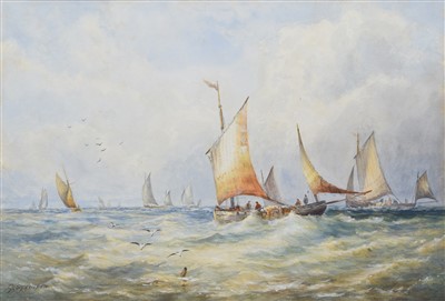 Lot 571 - G. Stainton, Maritime scene with numerous boats, watercolour.