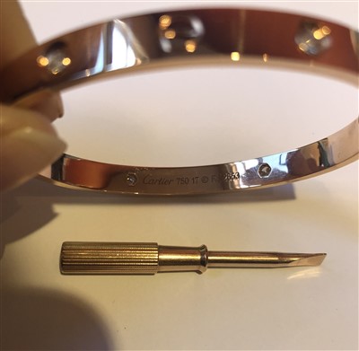 Lot 52 - A Cartier diamond LOVE bangle