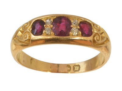 Lot 212 - A late Victorian 18ct gold ruby and diamond dress ring