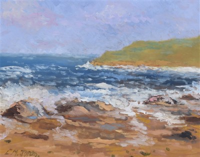 Lot 441 - Charles M. Jones, Beach scene, oil.