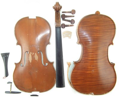 Lot 105 - Violin for restoration stamped D Nicolas La Ville Cremona