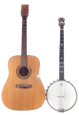 Lot 106 - Barnes Mullins five string banjo together with a Italian Model KD-28 guitar