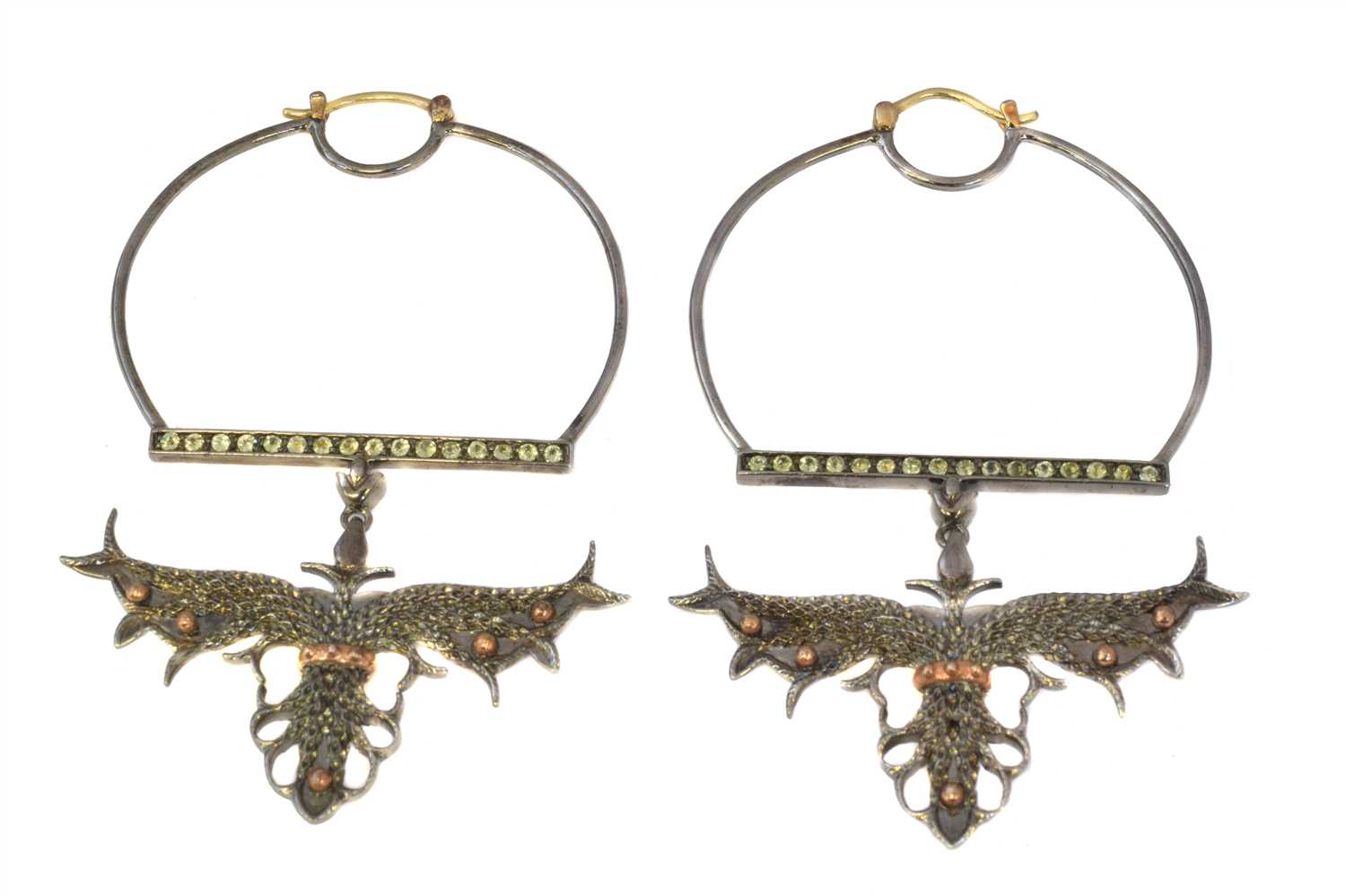 Lot 217 - A pair of Stephen Webster silver and sapphire earrings