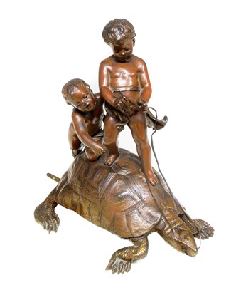 Lot 377 - 19th century French coloured bronze signed Douret
