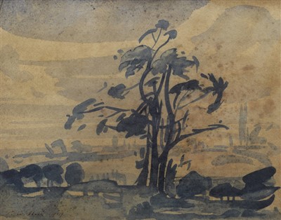 Lot 503 - P.W. Steer, Rural view, watercolour.