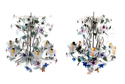 Lot 201 - A pair of Murano glass chandeliers.