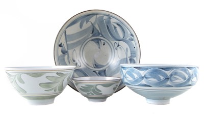 Lot 250 - Four Derek Emms (1929-2004) bowls, the largest measures 29cm diameter.