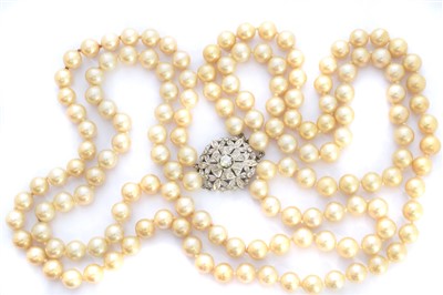 Lot 82 - A diamond and imitation pearl necklace