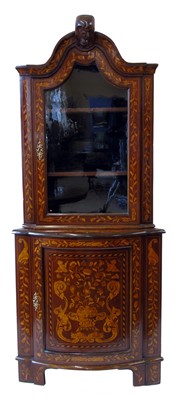 Lot 623 - Mid 19th century Dutch mahogany veneered floor standing double corner cupboard