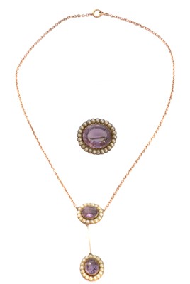 Lot 263 - A set of amethyst and split pearl jewellery