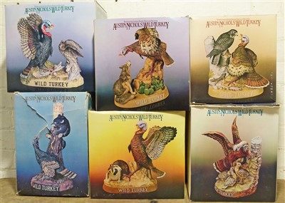 Lot 49 - 1 Entire set of 6 full, 1980’s Hand-crafted Limited Edition Porcelain Decanters
