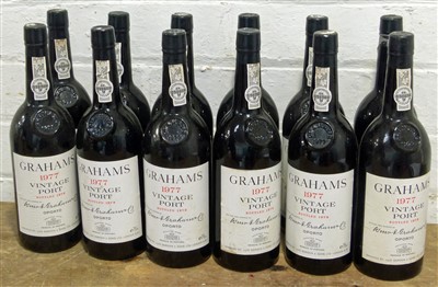 Lot 38 - 12 Bottles Graham’s Vintage Port 1977