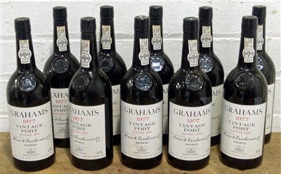 Lot 39 - 10 Bottles Graham’s Vintage Port 1977