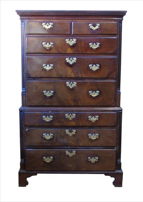 Lot 321 - George III figured mahogany chest on chest