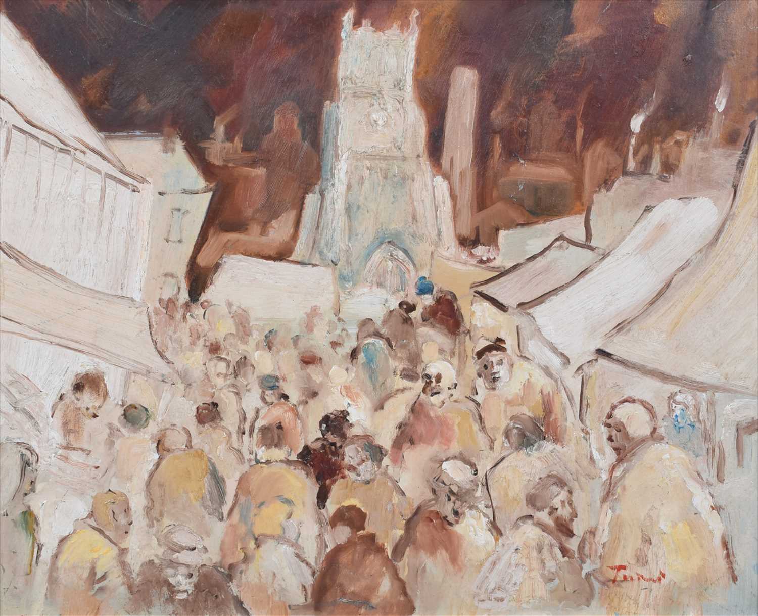 Lot 65 - William Turner, "Stockport Market", oil.