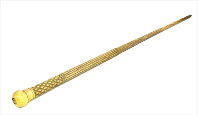 Lot 91 - Late 19th century whale bone walking cane