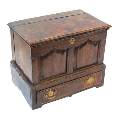 Lot 307 - Mid 18th century West Wales oak coffer bach
