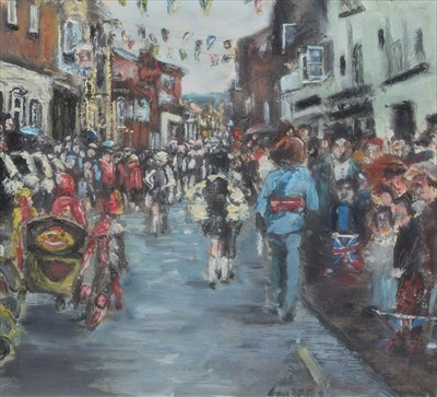 Lot 27 - Sonia Ratcliff, "The Procession", oil.
