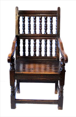 Lot 279 - 19th century oak framed tavern chair