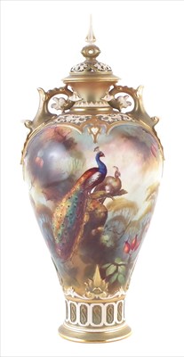 Lot 159 - Royal Worcester vase signed Jarman