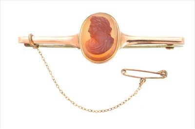 Lot 65 - A camelian bar brooch
