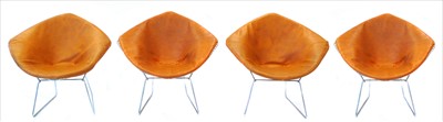 Lot 160 - Four 1970's diamond shaped chromium plated wire-work chairs.