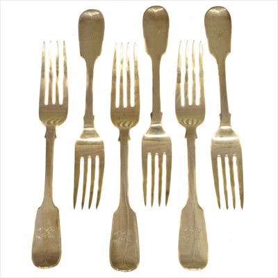 Lot 29 - Six Victorian silver dinner forks