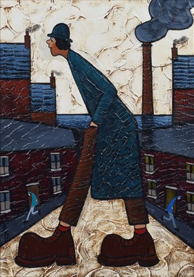 Lot 32 - Albert Barlow (British 1944-), "Too Big For His Boots", acrylic.
