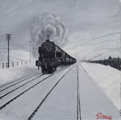 Lot 9 - J. Downie, "Steam View", oil.
