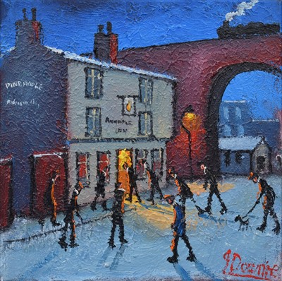 Lot 21 - J. Downie, "The Pineapple Inn, Stockport", oil.