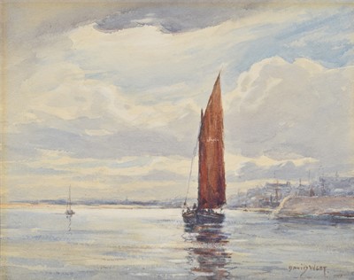 Lot 240 - David West, "Off Lossiemouth", watercolour.