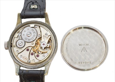 Lot 368 - A 1940s stainless steel Record 'Dirty Dozen' military manual wind wristwatch