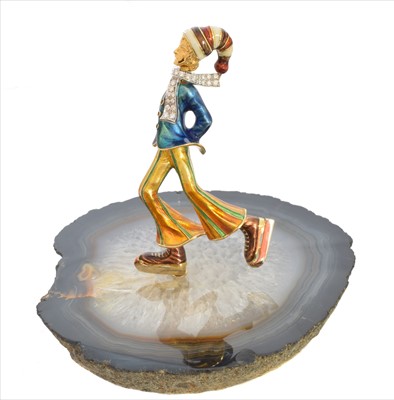 Lot 249 - An 18ct gold diamond and enamel model