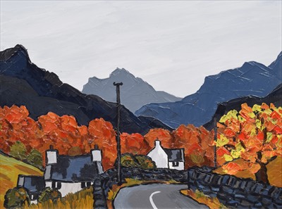Lot 26 - David Barnes, "Road into the Pass", oil.