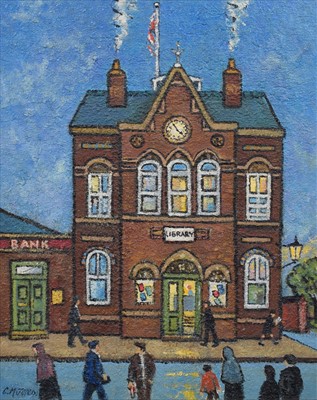 Lot 35 - Charles M. Jones, "Pendlebury Public Hall", oil.