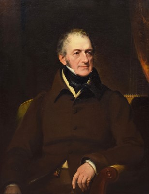 Lot 201 - English School, 19th century, Portrait of a seated gentleman, oil.