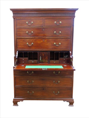 Lot 306 - George III mahogany chest on chest