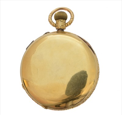 Lot 388 - A Victorian 18ct gold full hunter pocket watch by John Hawley & Son Ltd.