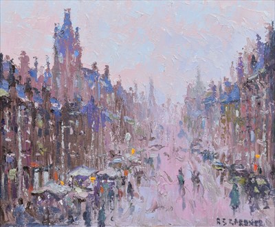 Lot 77 - Reg Gardner, "Market Day", oil.